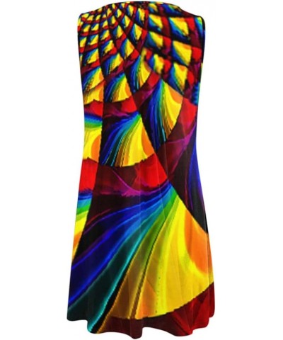 Casual Summer Dresses for Women Sexy Tie Dye Hollow Out O-Neck Sleeveless A-Line Vintage Beach Sundresses Hawaiian Tank Dress...