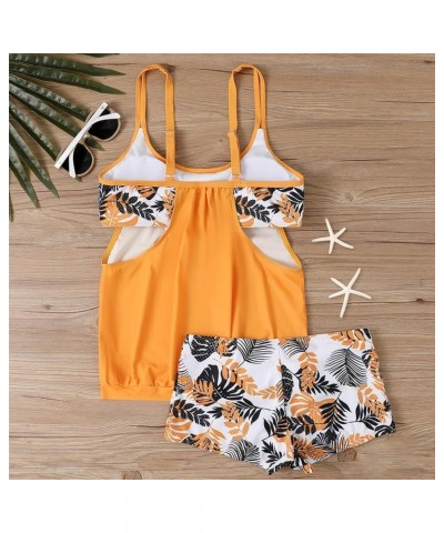 High Waisted Bikini Sets for Women Swimsuit Two Pieces Mesh Skirt-Style Boxer Shorts Swimwear Bathing Suits C-orange $13.79 O...