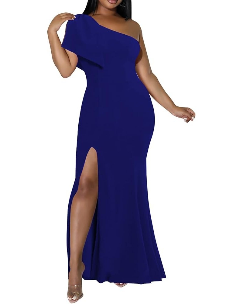 Sexy Formal Dress for Women Ruched Off Shoulder Club Cocktail Bodycon Evening Gown Maxi Long Dresses 05504blue $22.08 Dresses