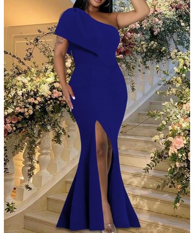 Sexy Formal Dress for Women Ruched Off Shoulder Club Cocktail Bodycon Evening Gown Maxi Long Dresses 05504blue $22.08 Dresses