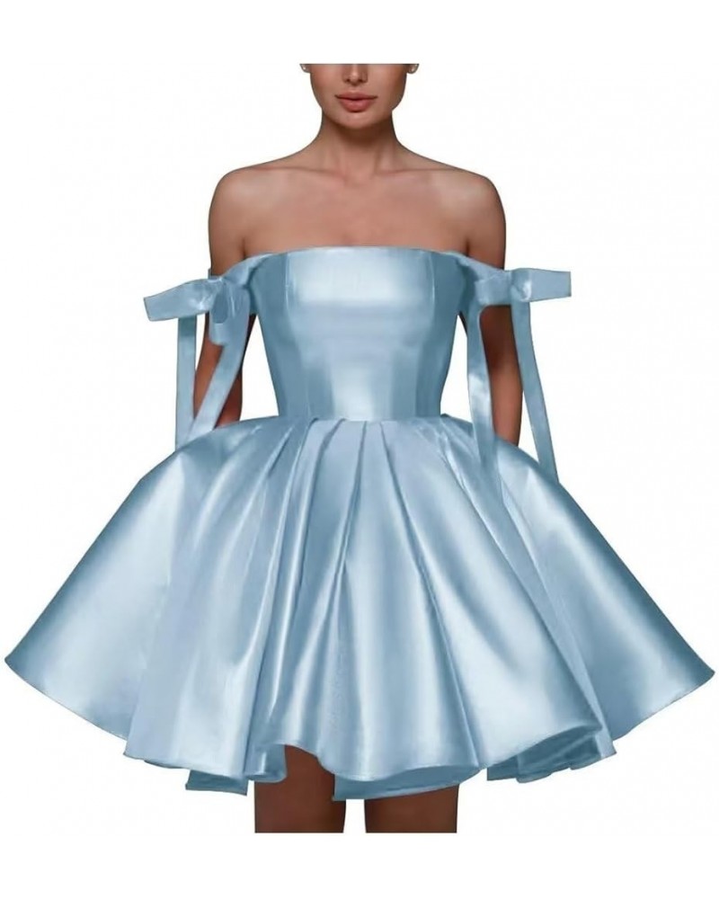 Womens Short Homecoming Dress Satin Prom Dress with Pockets A Line Backless Formal Evening Dress HC22 Z-baby Blue $27.95 Dresses