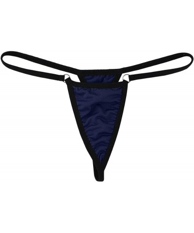 Adults Women's Extreme Halterneck Tiny Top Micro Panties Bikinis Set Mini Thong Swimwear Navy $9.89 Swimsuits