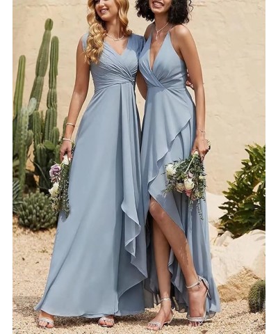 Flowy V Neck Bridesmaid Dresses Ruffle Sleeves Prom Dresses for Women Slit Chiffon Formal Dress Evening Gown Lavender $34.00 ...