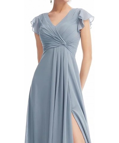 Flowy V Neck Bridesmaid Dresses Ruffle Sleeves Prom Dresses for Women Slit Chiffon Formal Dress Evening Gown Lavender $34.00 ...