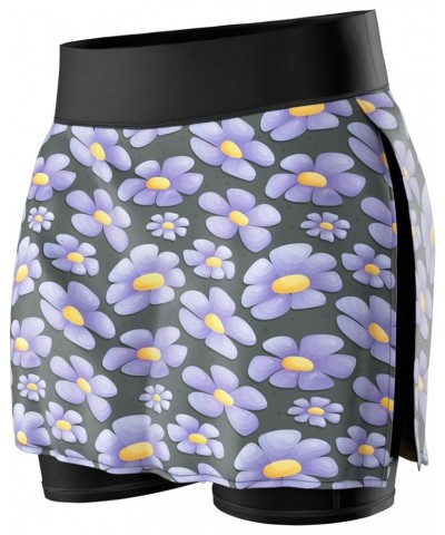 Athletic Skirt Shorts for Women, Lightweight Mini Tennis Skort with Pockets Graphite/Lavender Flowers $11.75 Skirts