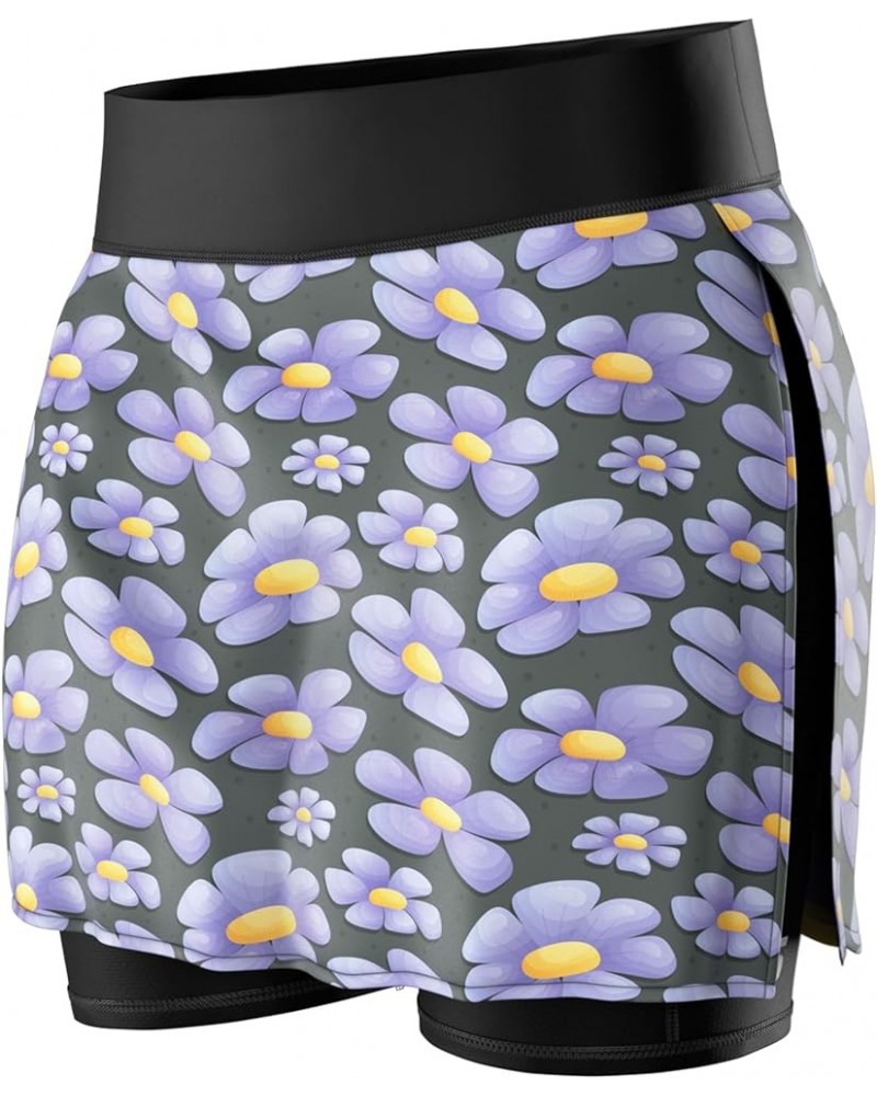 Athletic Skirt Shorts for Women, Lightweight Mini Tennis Skort with Pockets Graphite/Lavender Flowers $11.75 Skirts