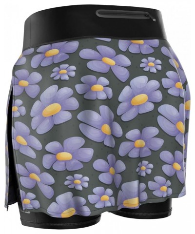 Athletic Skirt Shorts for Women, Lightweight Mini Tennis Skort with Pockets Graphite/Lavender Flowers $11.75 Skirts