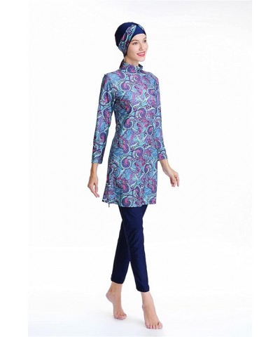 Muslim Swimwear for Women Modest Full Cover Swimsuit Long Sleeve Hijab Burkini Blue $26.25 Swimsuits