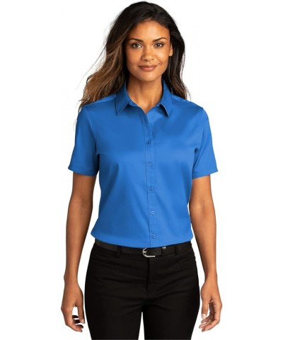 Ladies Short Sleeve SuperPro React Twill Shirt. LW809 Strong Blue $10.75 Blouses