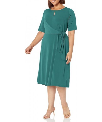 Women's Side Tie Flattering Midi Length Chic Versatile Matte Jersey Dress Antique Green $18.18 Dresses