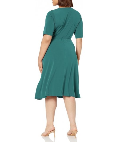 Women's Side Tie Flattering Midi Length Chic Versatile Matte Jersey Dress Antique Green $18.18 Dresses